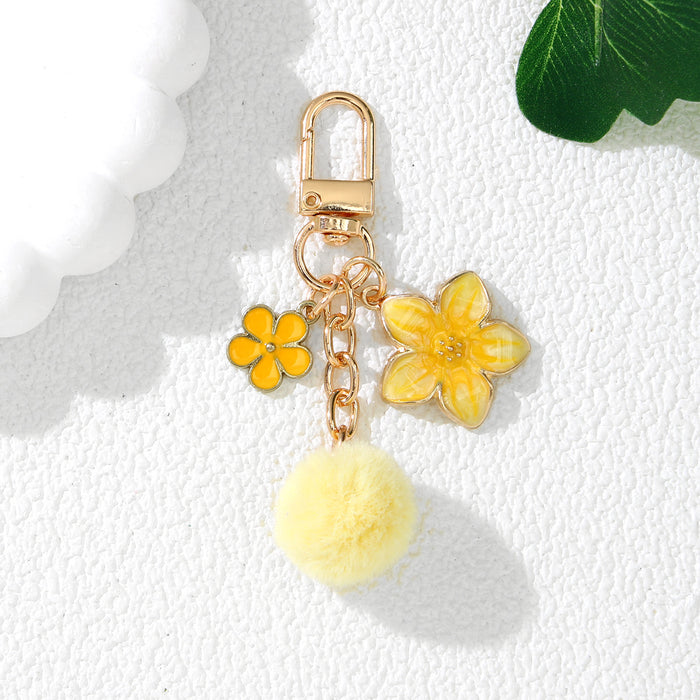 Wholesale Cute Cherry Blossom Flower Alloy Keychain Pendant Purple Decorative Accent for Resale