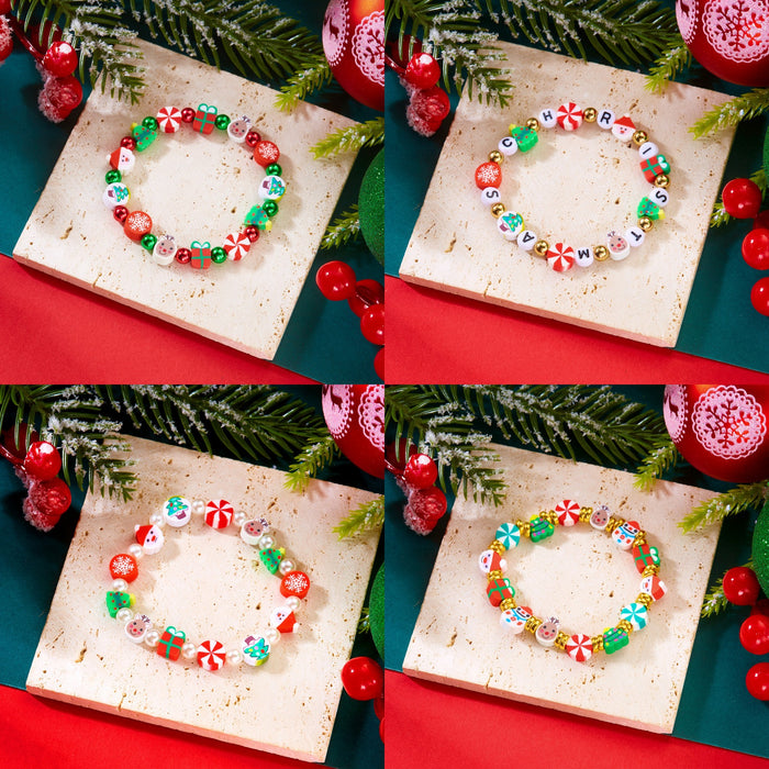 WholesaleNew Year Christmas bracelets fashionable versatile Christmas polymer clay  snowman bracelet spot