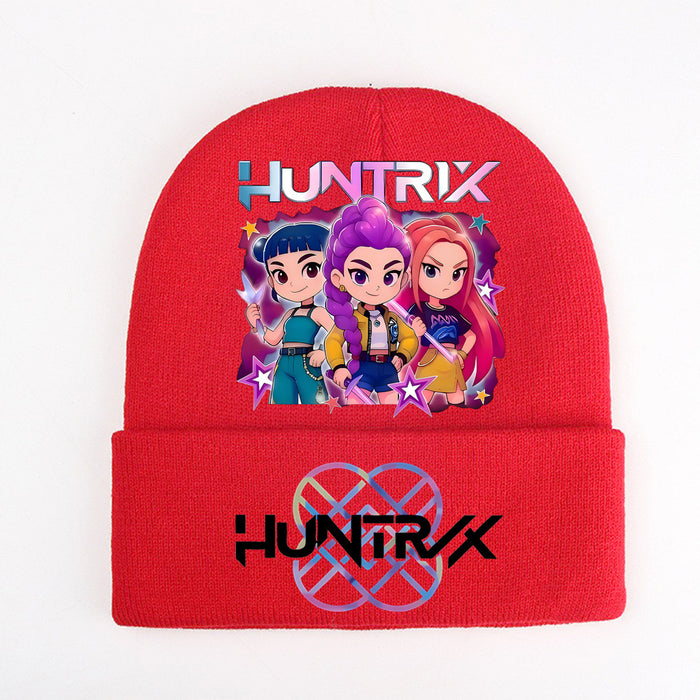 Wholesale Stylish knitted hat rolled brim and printed knit