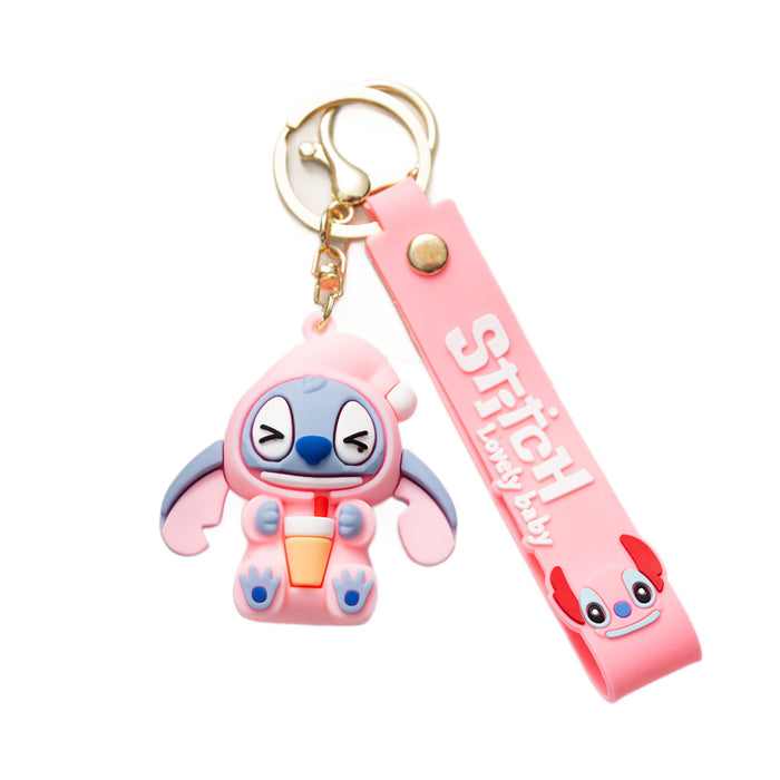 Wholesale Cute cartoon silicone keychains in various colors.