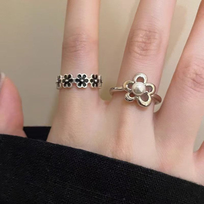 Wholesale Flower opening ring, female sweet retro temperament, index finger ring, high-end and versatile, niche ring