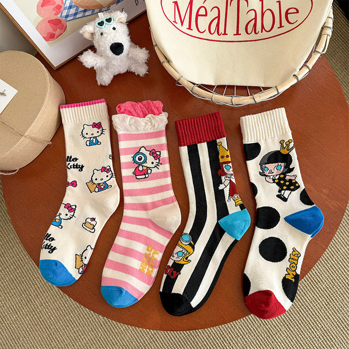 Wholesale Cute socks, mid length socks, pure cotton stockings, personalized and creative design sense
