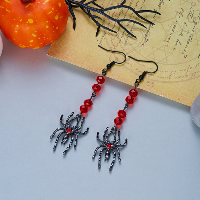 Wholesale Orange Skull Tassel Earrings Party Jewelry Accessory Alloy Electroplated