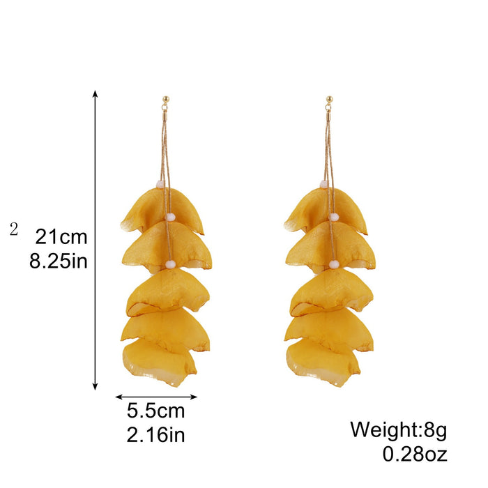 Wholesale Exaggerated flower tassel earrings, personalized earrings, temperament long fabric earrings, red flower earrings