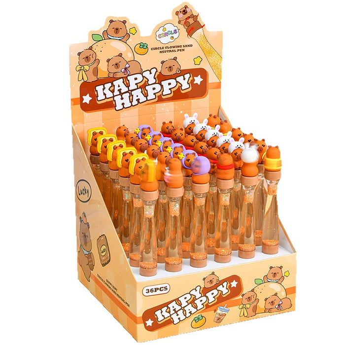 Wholesale Cute Capybara Quicksand Spinning Gel Pen Creative Spinning Stress Relief Pen Cartoon Spinning Fun Student Decompression Pen