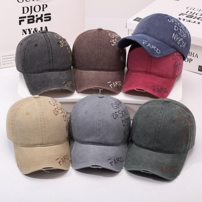 Wholesale Retro washed hat, personalized graffiti letter baseball cap, versatile duckbill cap