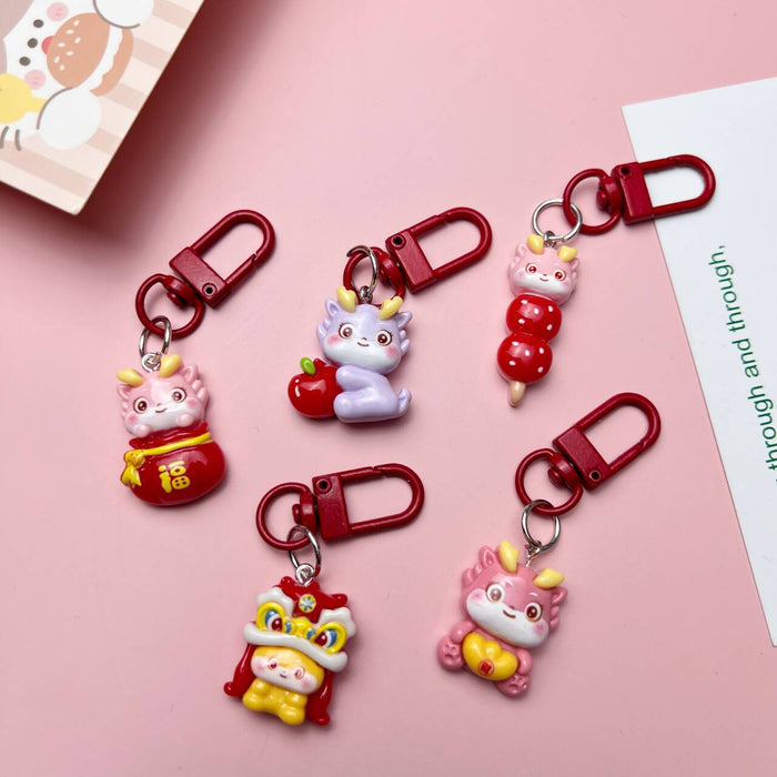 Wholesale Cute New Year Dragon Keychain Cartoon Pendant New Year Resin Pendant Accessories