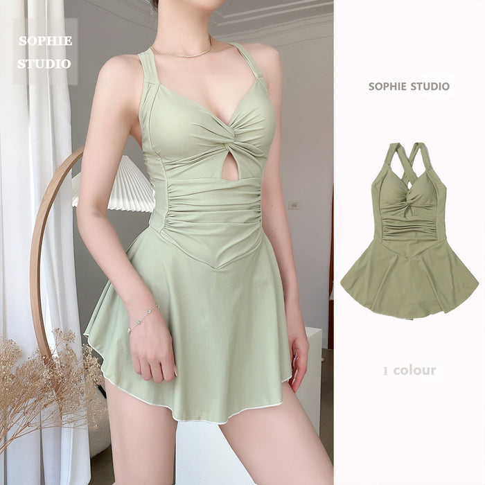 Wholesale Summer swimsuit one-piece skirt style, covering the belly, slimming and slimming by the sea