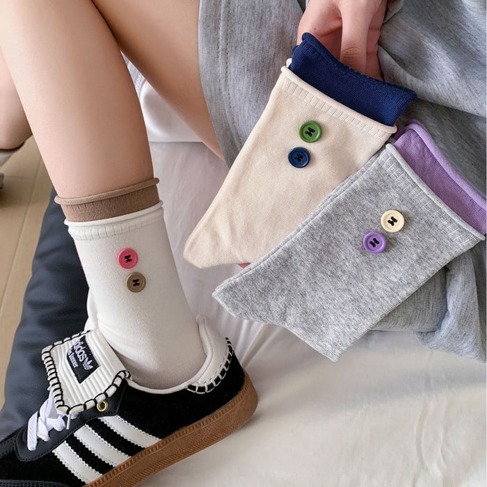 Wholesale Double layered rolled edge socks with niche design, sweat absorbing combed cotton boneless pile socks
