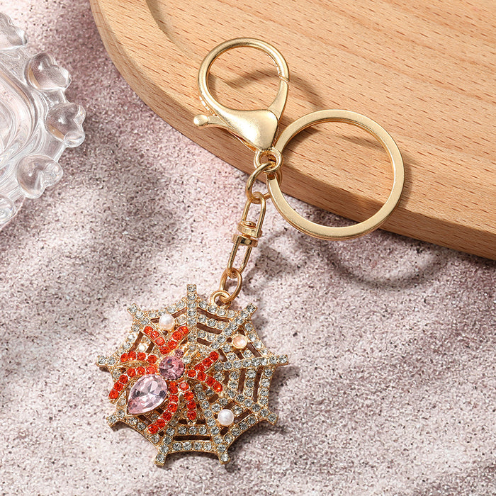 Wholesale Vintage Pumpkin Full Rhinestone Keychain Zinc Alloy Car Key Accessory