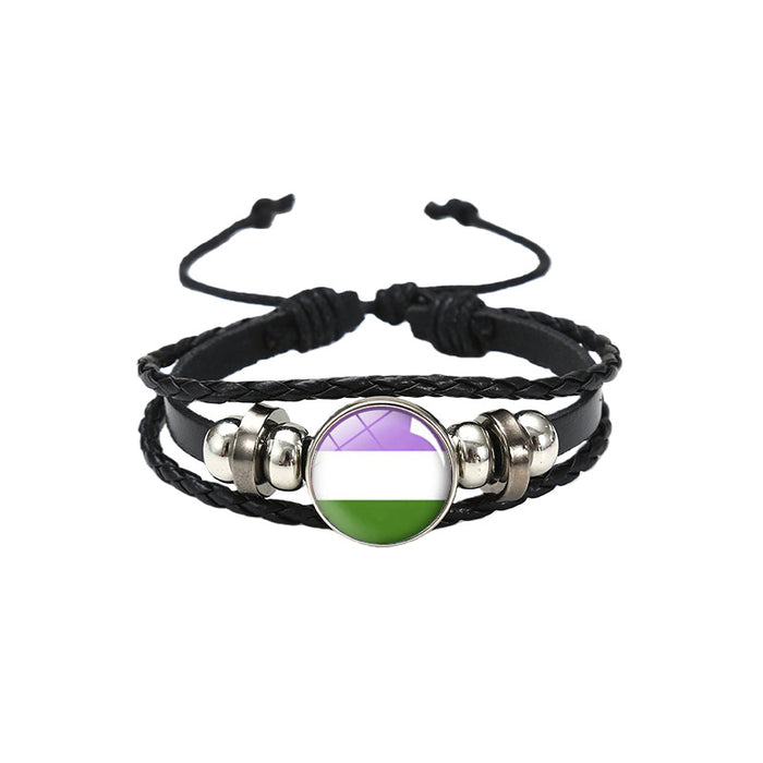 Wholesale Rainbow Flag &  Genderfluid Gemstone Hand-Woven Bracelet