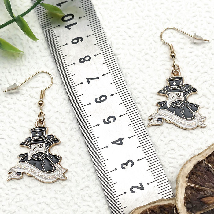 Wholesale Halloween Crow Wizard Magic Hat Alloy Earrings JDC-ES-Oulu001