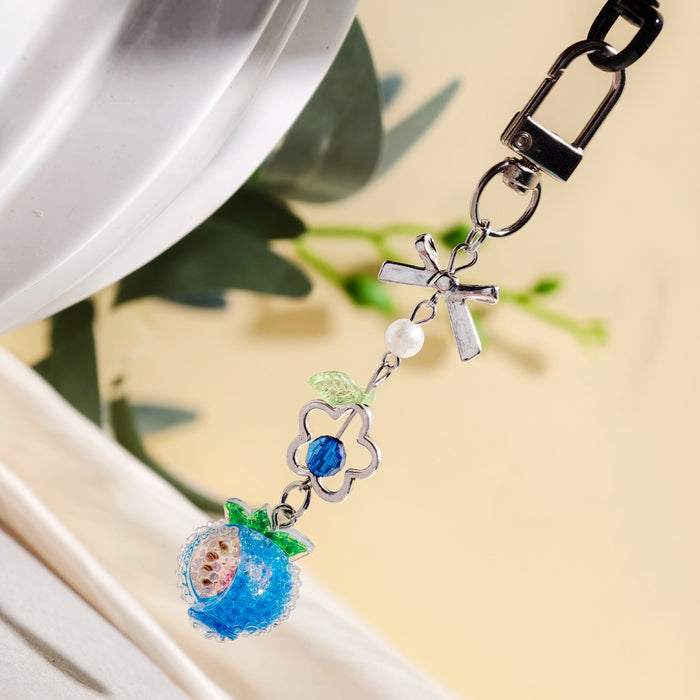 Wholesale Cartoon Fruit Beaded Charm Set - Electroplated Phone Bag Keychain Accessory