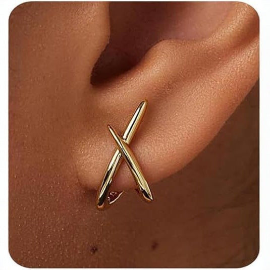 Wholesale Single item gold minimalist earrings, cross fashion earrings, daily accessories