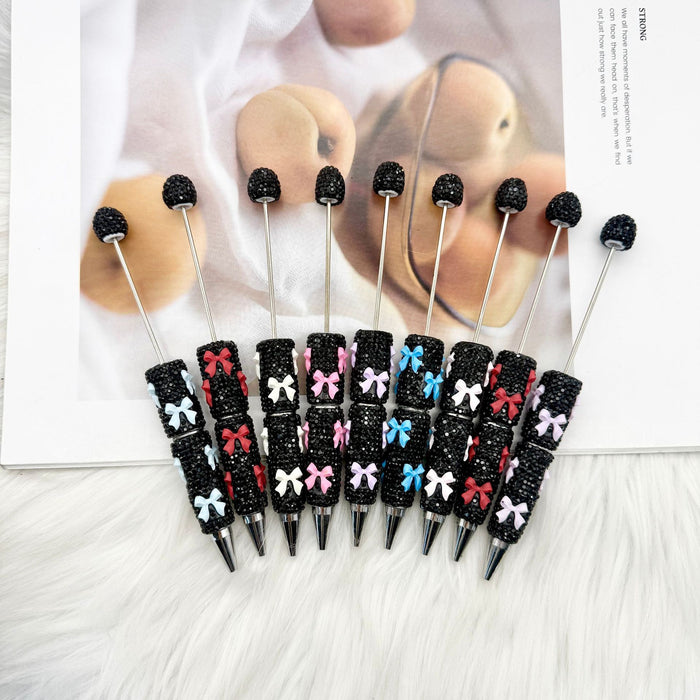 Wholesale Rhinestone Bow Beaded Pen – DIY Creative Ballpoint Pen for Office,  minimum quantity: 2