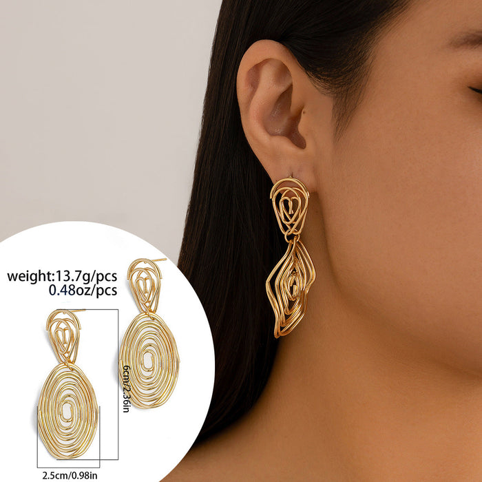Wholesale Wrinkled metal earrings,  exaggerated irregular earrings,  business teardrop earrings