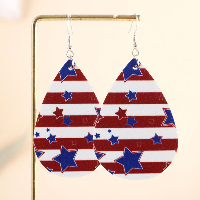 Wholesale Leather earrings with printed pentagram PU leather earrings and water droplet multi-layer earrings wholesale