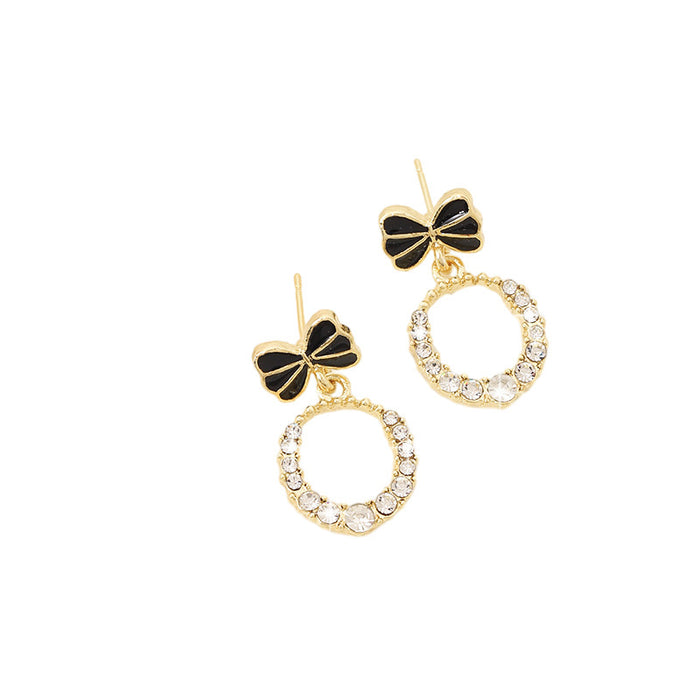 Wholesale 925 silver needle diamond stud earrings bow earrings for women