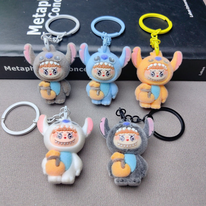 Wholesale Cute Flocking Cloth Bear Series Keychain Small Pendant Couple School Bag Pendant Accessories Creative Small Gifts