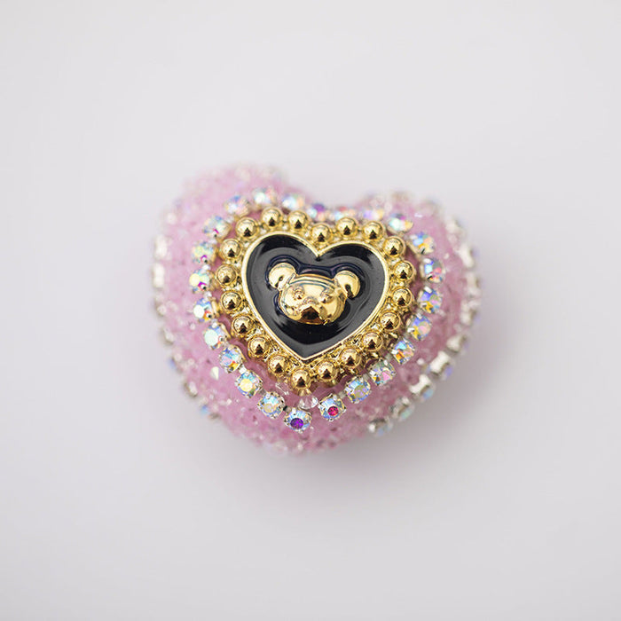 Wholesale Acrylic Rhinestones with Large Peach Heart Beads JDC-BDS-HuaZ001
