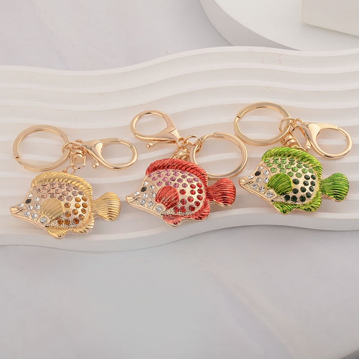Wholesale Creative diamond studded keychain metal bag accessories key pendant event cartoon gift