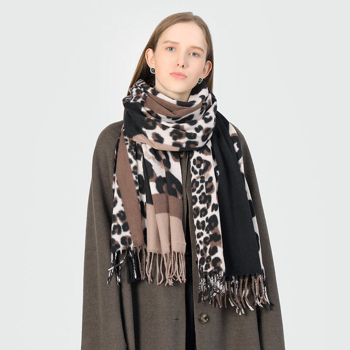 Wholesalewinter  leopard print scarf  thickened lengthened cashmere