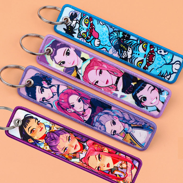 Wholesale Cartoon Anime K-POP Woven Keychain Bag Pendant Fabric Keychain