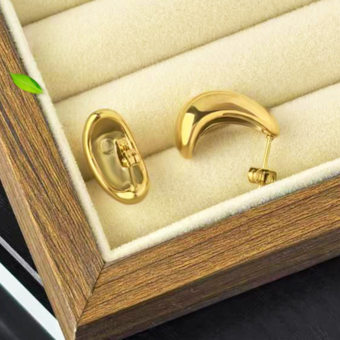 Wholesale Advanced design, natural water droplet shaped earrings, simple temperament, titanium steel, fashionable and versatile earrings