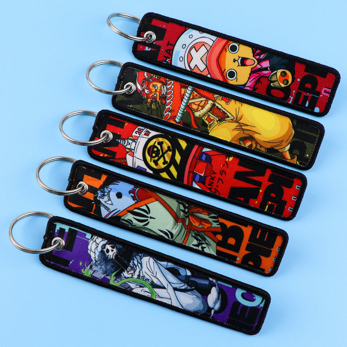 Wholesale Woven Label Keychain Cartoon Keychain Bag Pendant Woven Fabric Chain