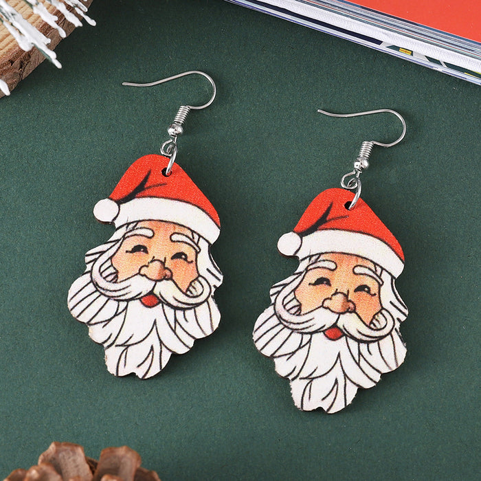 Wholesale Christmas  Pendant Earrings Wooden Double-Sided Earrings