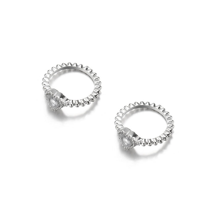 Wholesale Jewelry Simple Alloy Love Ring Set Fashionable and Versatile Diamond studded Water Diamond Ring