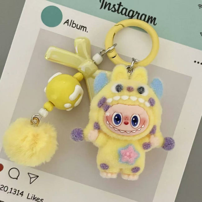 Wholesale Flocked Polka Dot Monster Plush Bag Charm Trendy Keychain Accessory for Everyday Wear or Gift