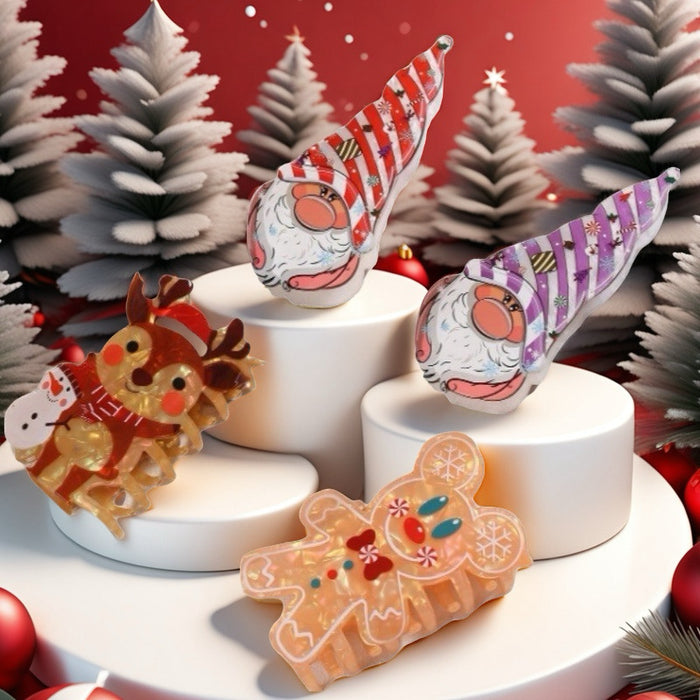 Wholesale Christmas Series Gingerbread Man Hair Clip Elk Shark Clip  Ponytail Clip