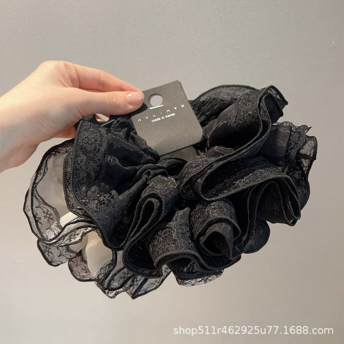 Wholesale Design Lace Hollow Lace Hair Ring Women's Elegant Big Bowel Ring Hair Accessories