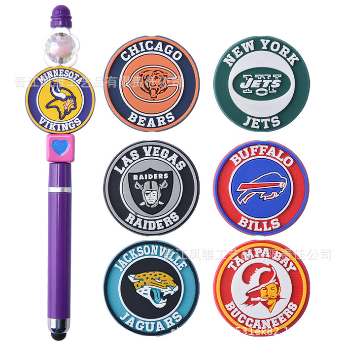 Wholesale 50pcs Rugby team series beads ballpoint pen beaded accessories fun stationery cartoon accessories detachable