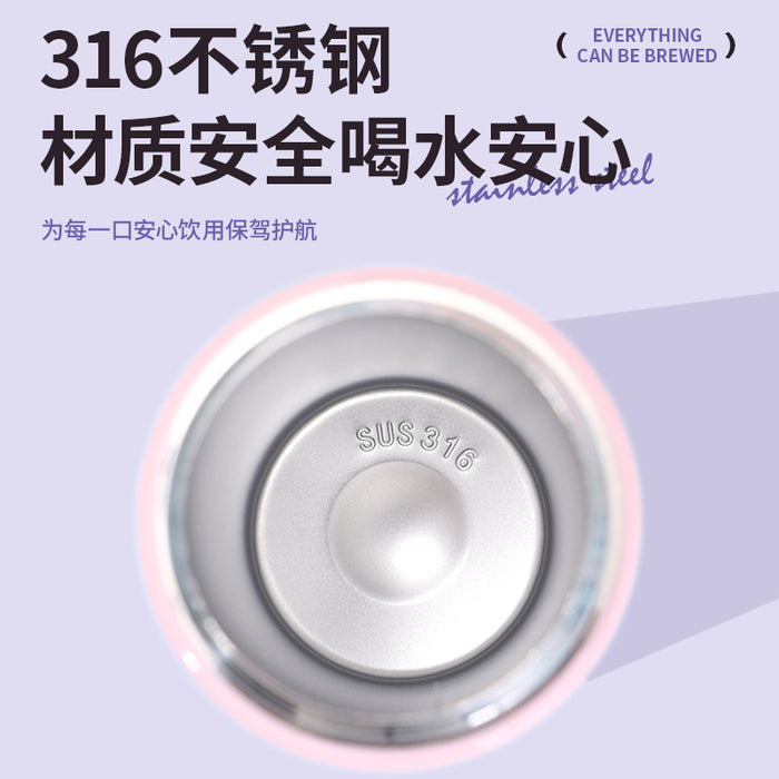 Wholesale Cartoon Double Drinking Cup Stainless Steel Thermos Cup Children' s Water Cup Bounce Lid Straw Cup