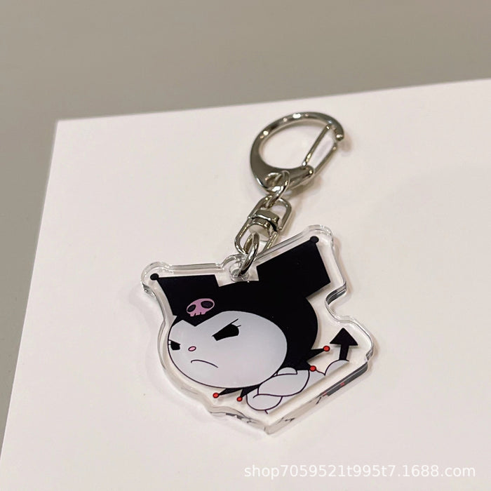 Wholesale Double-sided Keychain Cute Cartoon Book Bag Pendant Transparent Pendant Acrylic Keychain for Men and Women