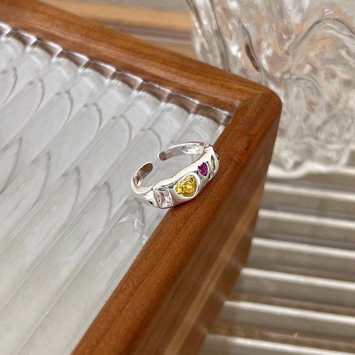 Wholesale Irregular colored zircon ring with a niche design, personalized simplicity, and versatile temperament