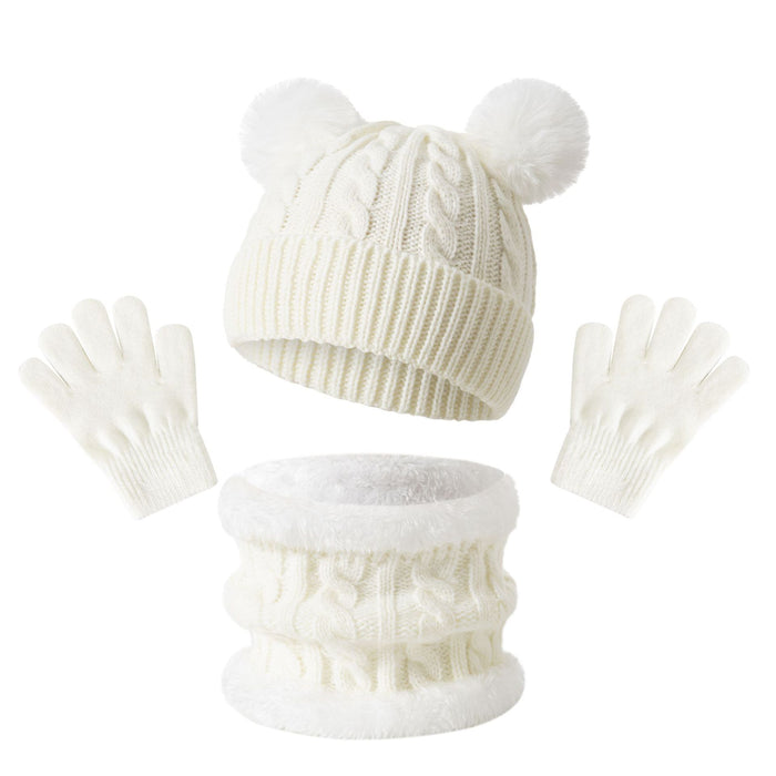 Wholesale children' s  warm thickened  winter hat neck glove  set