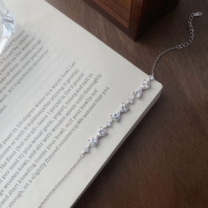 Wholesale Silver Accessible Bow Flash Diamond Zircon Bracelet for Women