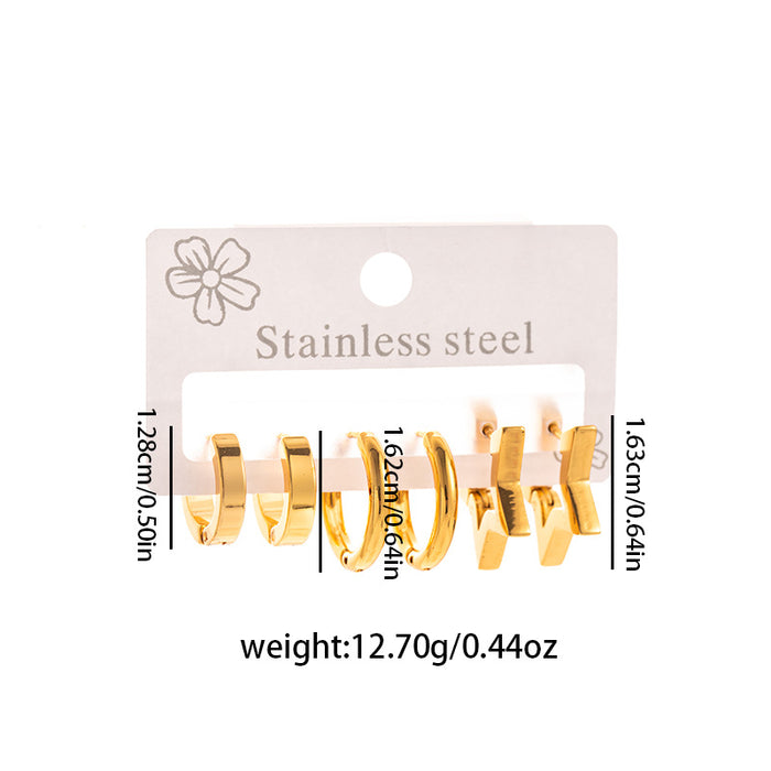 Wholesale Stainless Steel Flower Heart Hoop Earrings Set