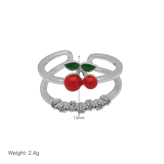 Wholesale color oil with zirconium fruit cherry strawberry open ring