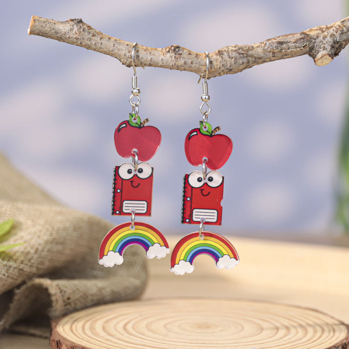 Wholesale Back to school season graduation season pencil bow acrylic earrings female design sense Teacher' s Day element earrings trend