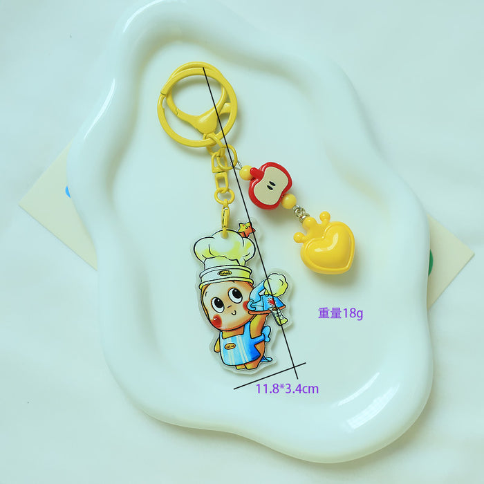 Wholesale Cute Red Apple Star Acrylic Relief Keychain Pendant Ins Cartoon Heart Backpack Hanging Jewelry