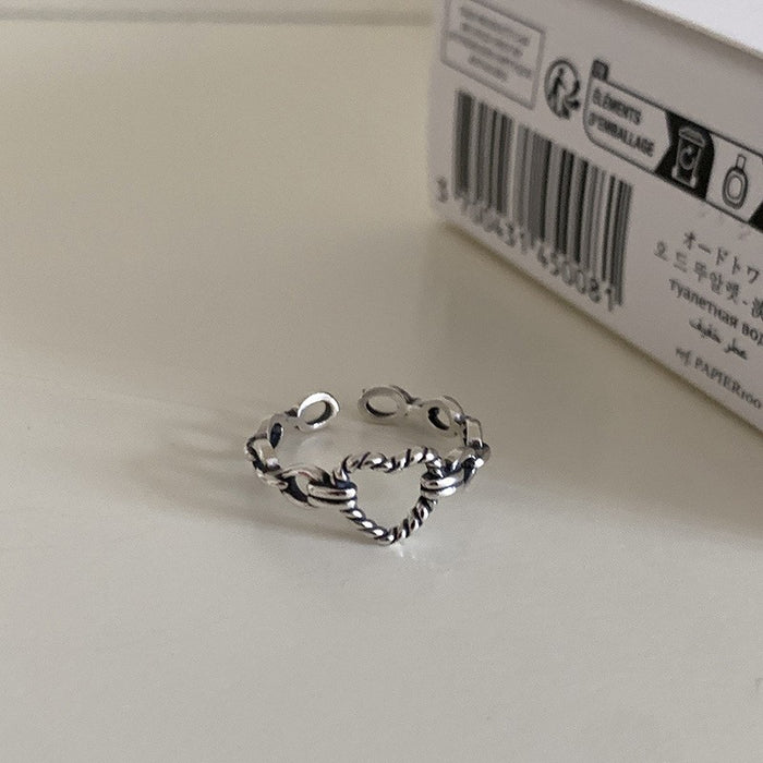 Wholesale Light luxury metal brushed diamond inlaid ring, niche and high-end open mouth ring