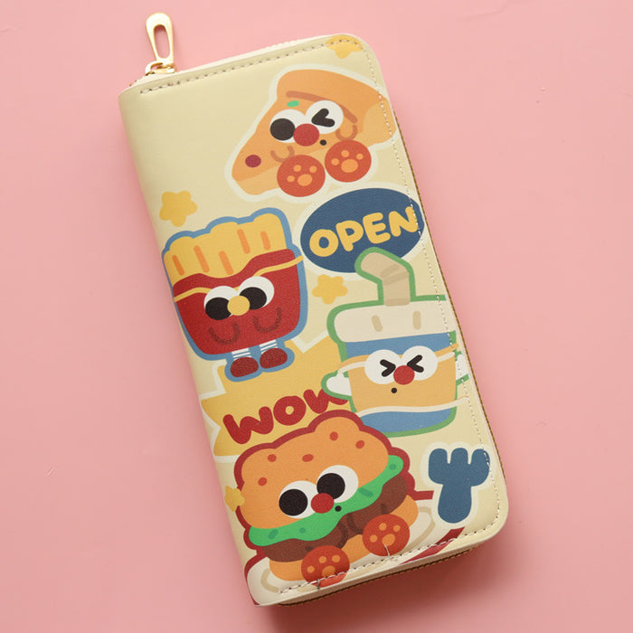 Wholesale Cute Cartoon Hamburger Large Capacity Long Zipper Wallet JDC-WT-Jumei016