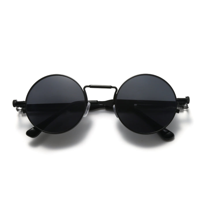 Wholesale New Fashion Round Steampunk Sunglasses Spring Legs Metal Too Glasses