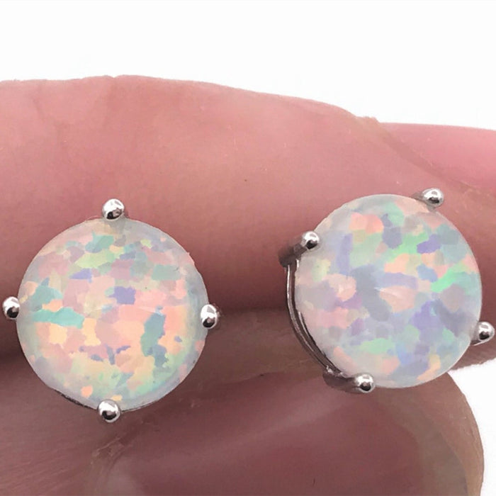 Wholesale White Round Mini Opal Copper Earrings JDC-ES-JuC003