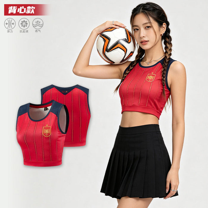 Wholesale World Cup National Team Football Girls Crop Top Short-Sleeve Sports Vest