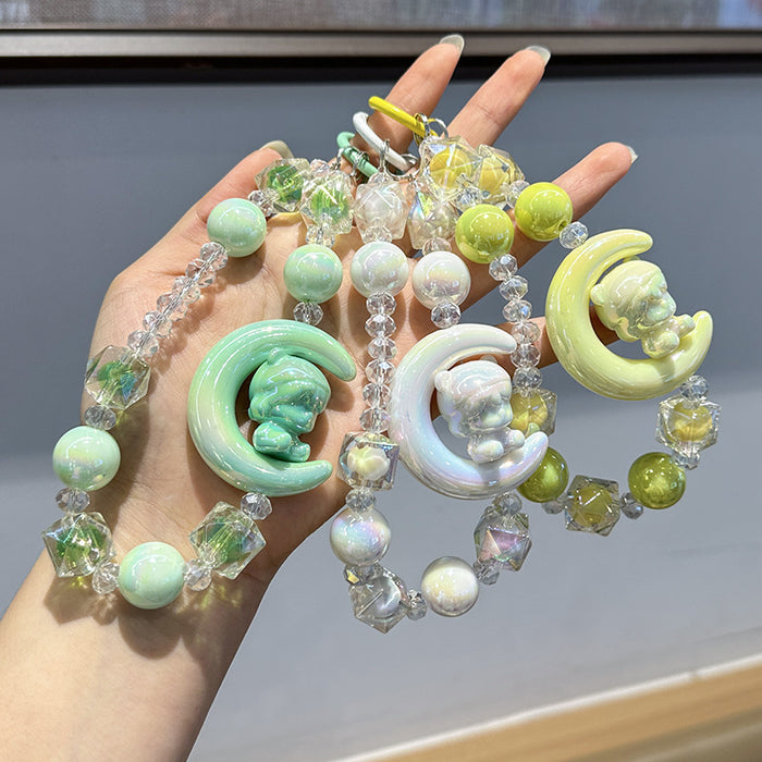 Wholesale Cute and high-end bead phone chain, acrylic hanging decoration, keychain, electroplated hanging rope, keychain